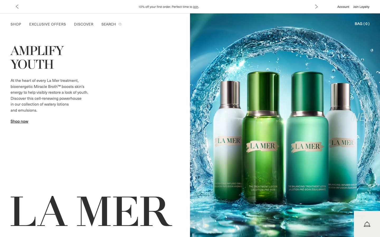 La Mer UK storefront homepage