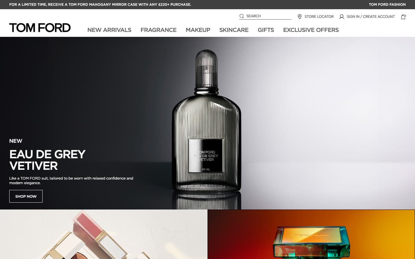 Tom Ford Beauty UK storefront homepage
